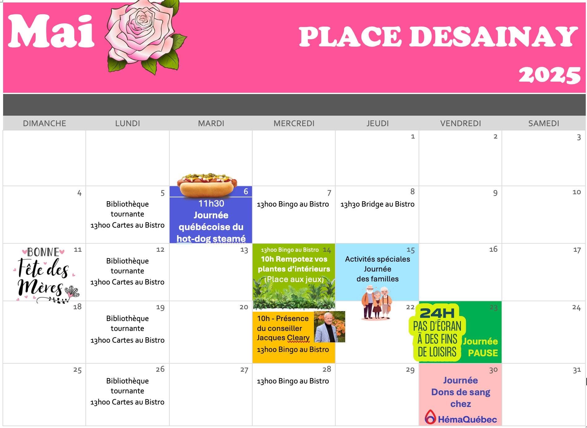 Calendrier mai 2025🌸 - Place Desainay